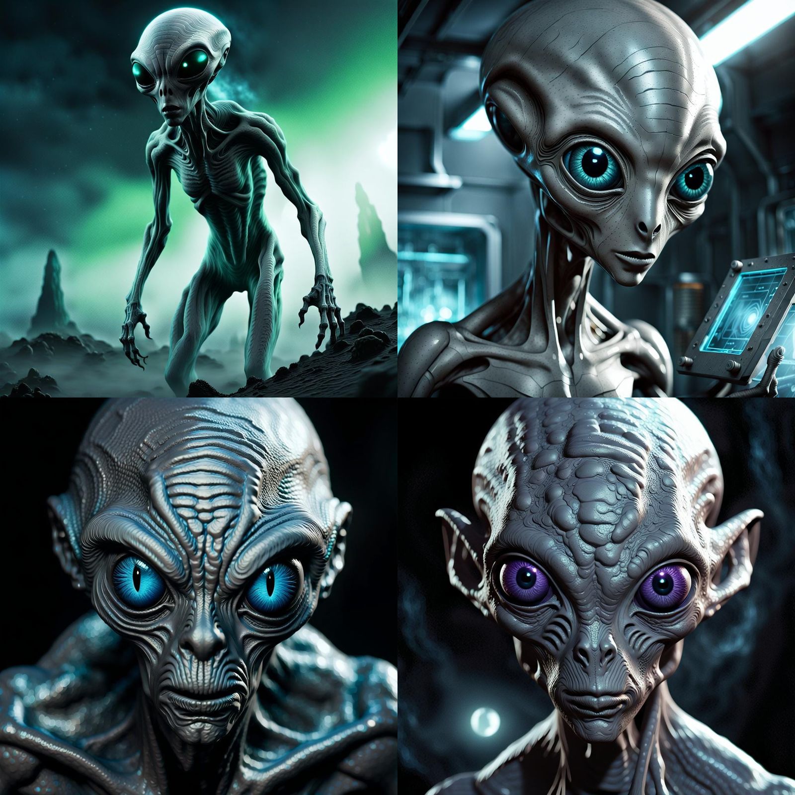 Close Up of a Grey Alien Head