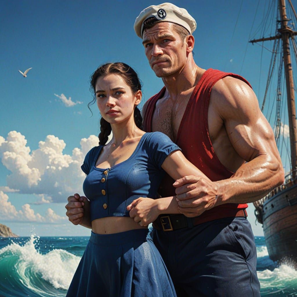 Hyperrealistic Popeye and Olivia Concept Art