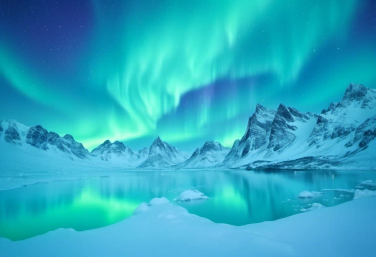 Fairies Observe Luminous Aurora Borealis Panorama