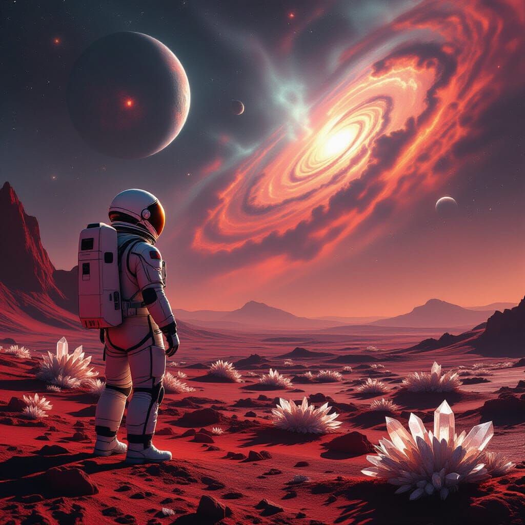 Astronaut Gazes at Cosmic Horror in Alien Nebula