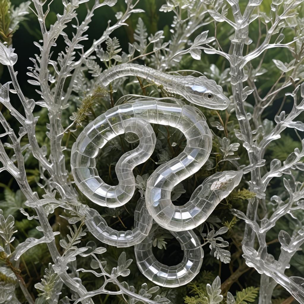 Quartz Crystal Snake in Ethereal Forest Fantasy