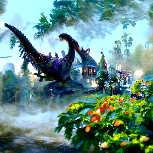 Dragon Eats Dinosaurs in Prehistoric Fantasy World
