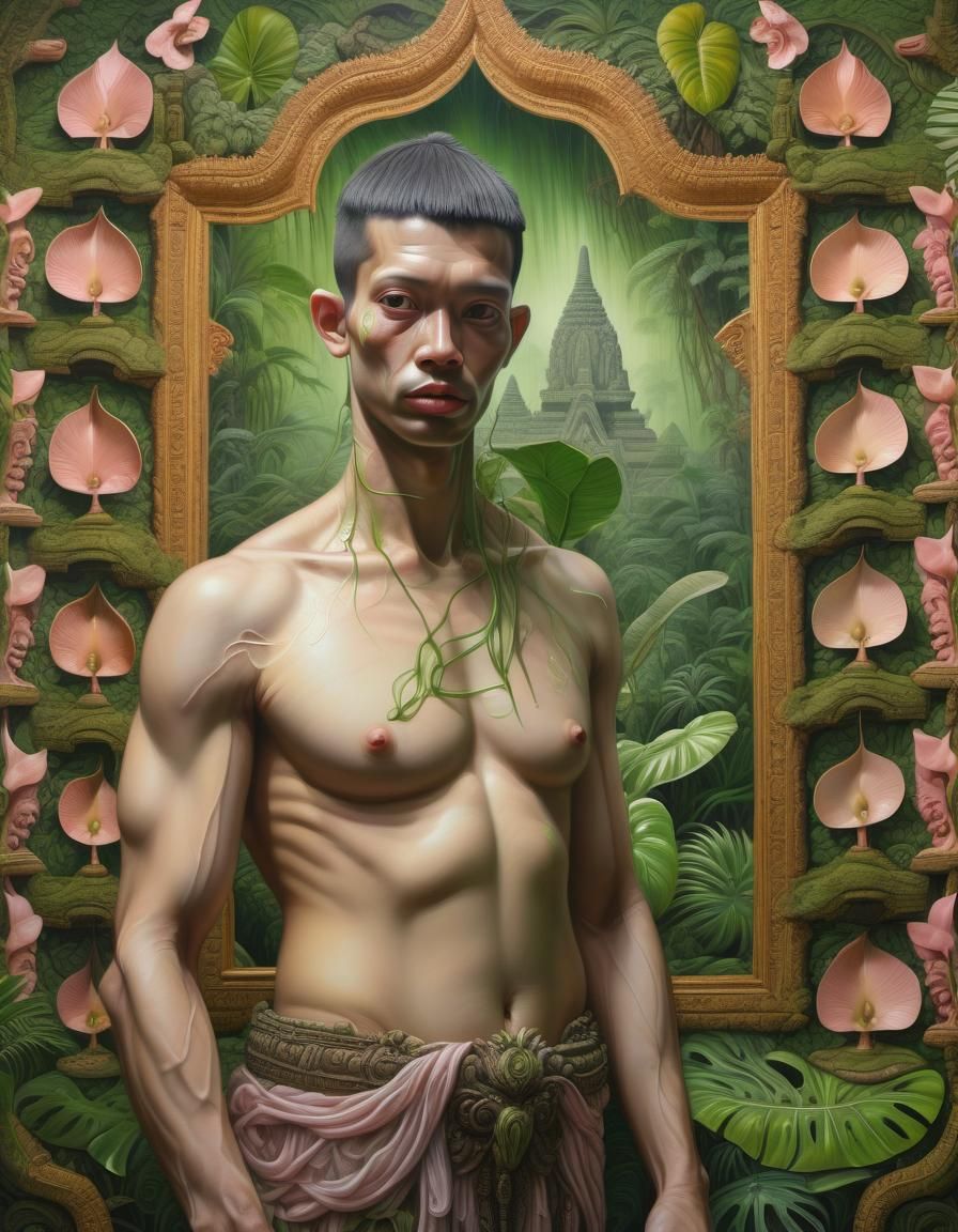 Enchanted Jungle with Translucent Creature in Surreal Style