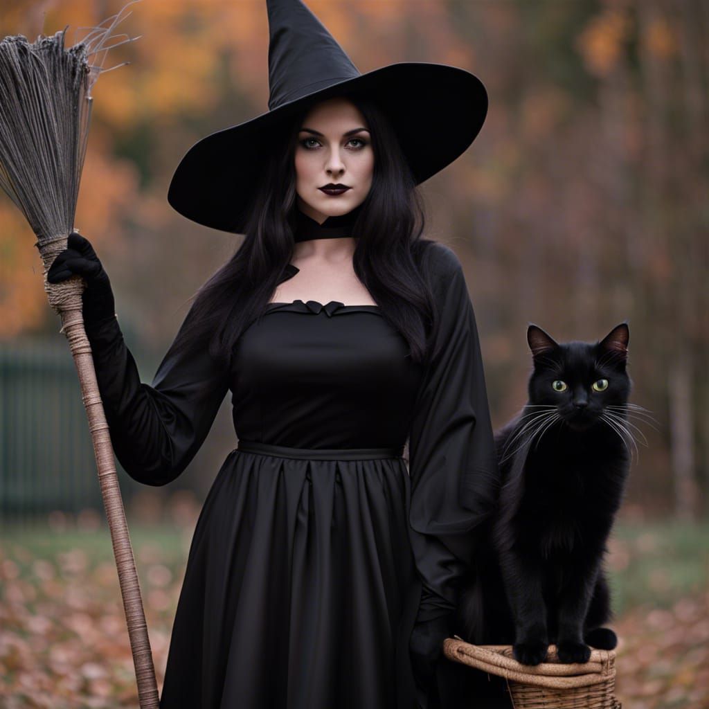 Salem Witch with Black Cat Halloween Costume