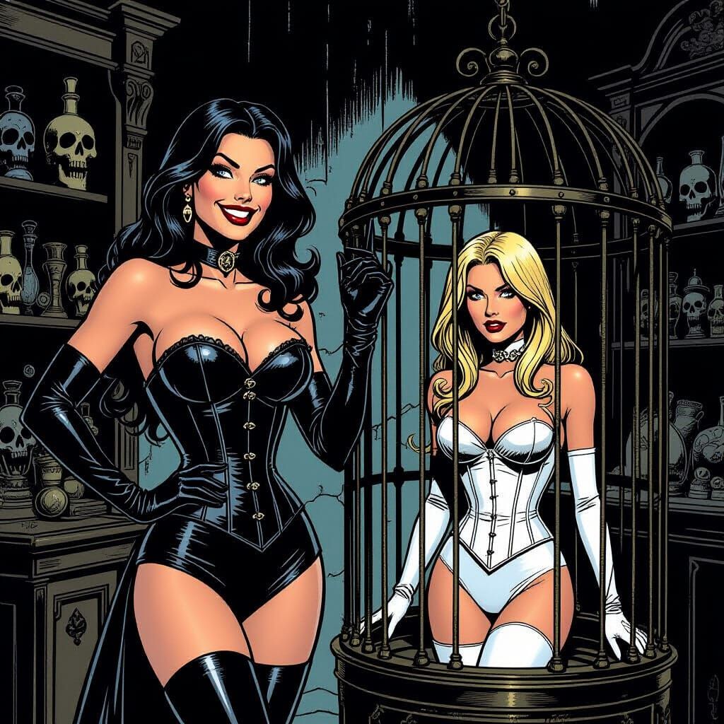 Selene Gallio's Cursed Magic Shop with Captive Emma Frost