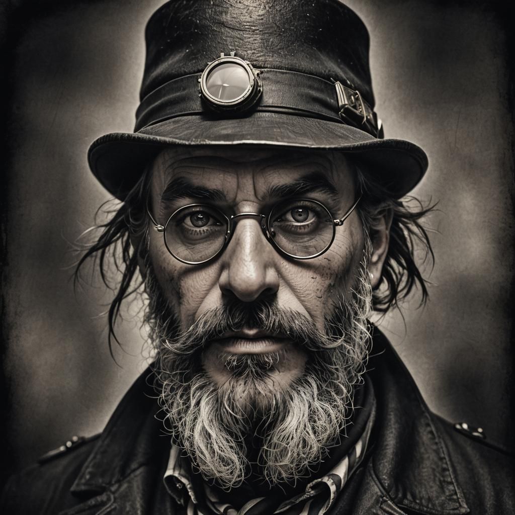 Steampunk Man Portrait with Goggles and Eye Patch