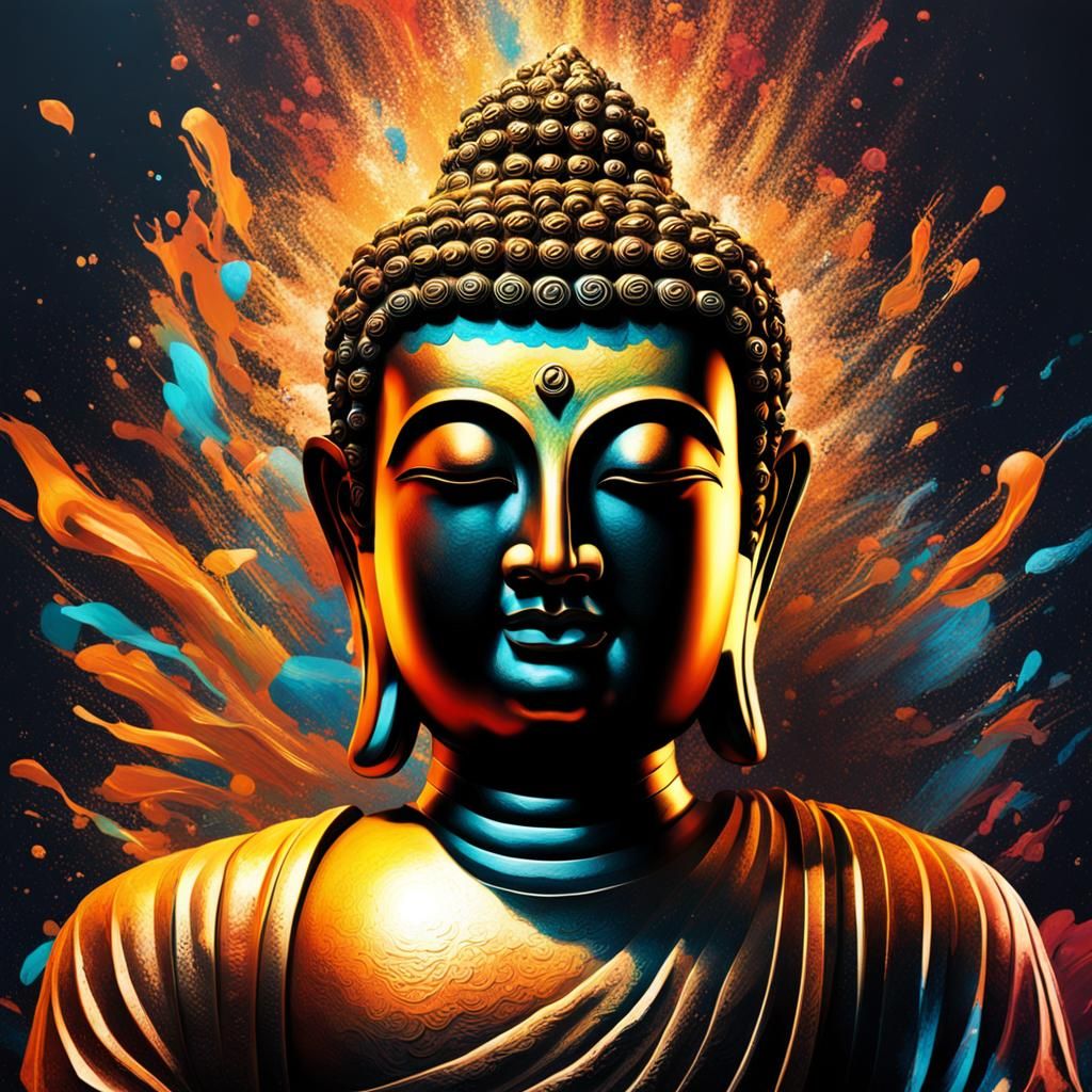 Hyperrealistic Buddha Art with Dramatic Lighting