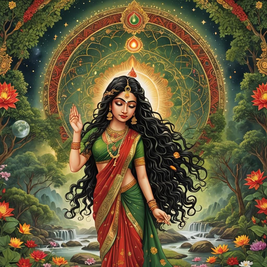 Hindu Mother Goddess in Cosmic Landscape