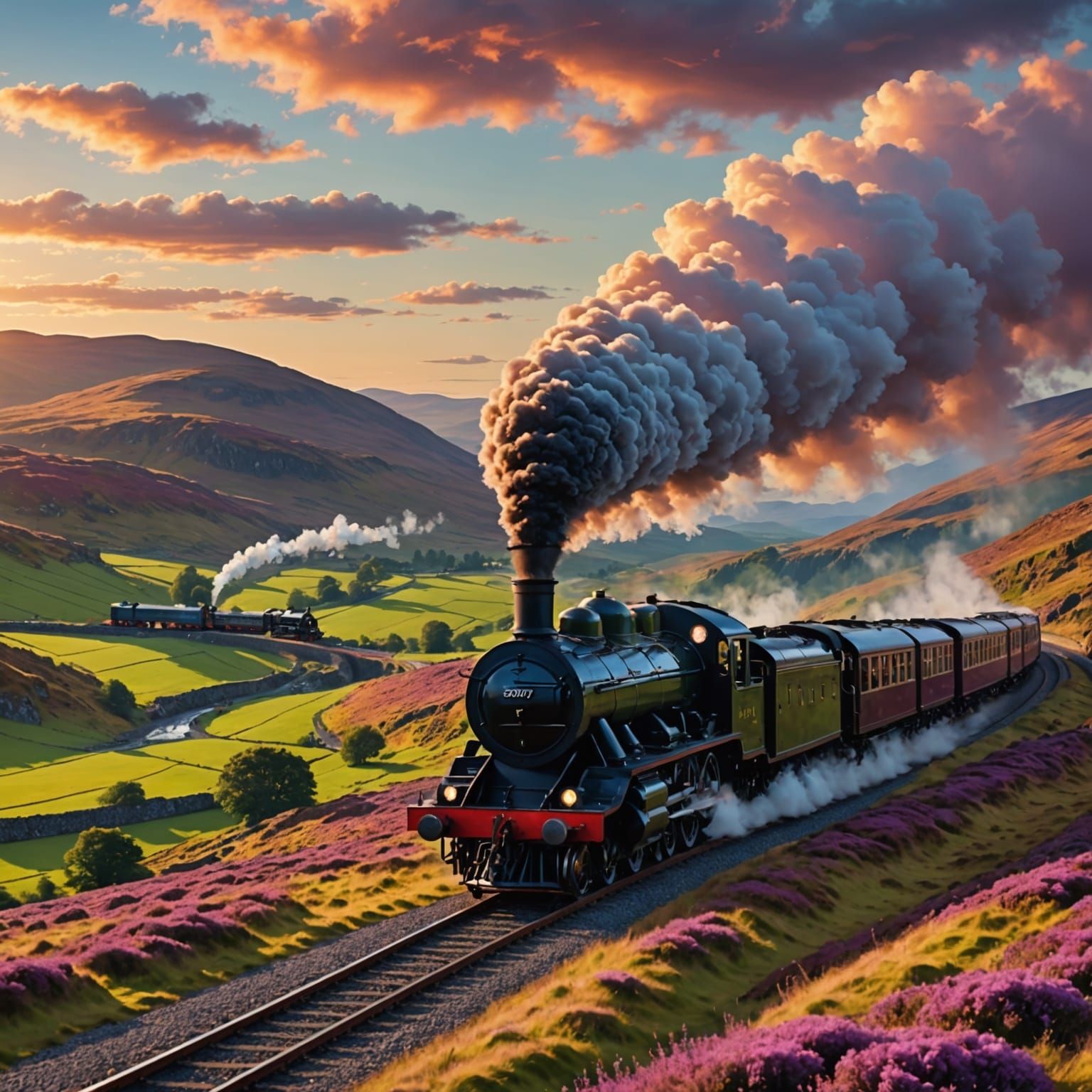 Cinematic Scottish Highlands Train Adventure in Twilight