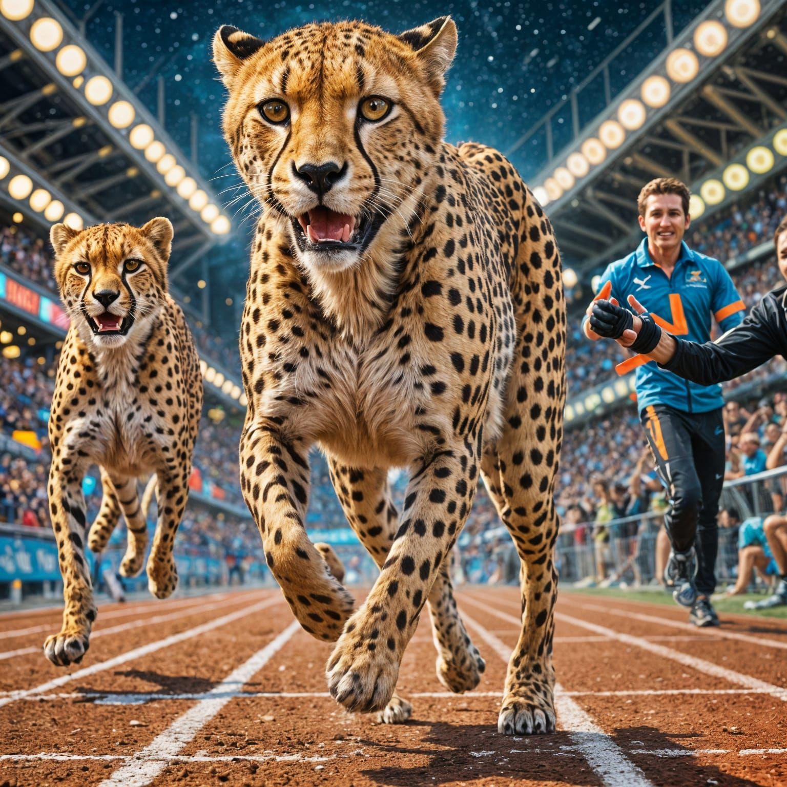 Cheetah Soaring: Hyperrealistic Sprint in Wildlife Photograp...