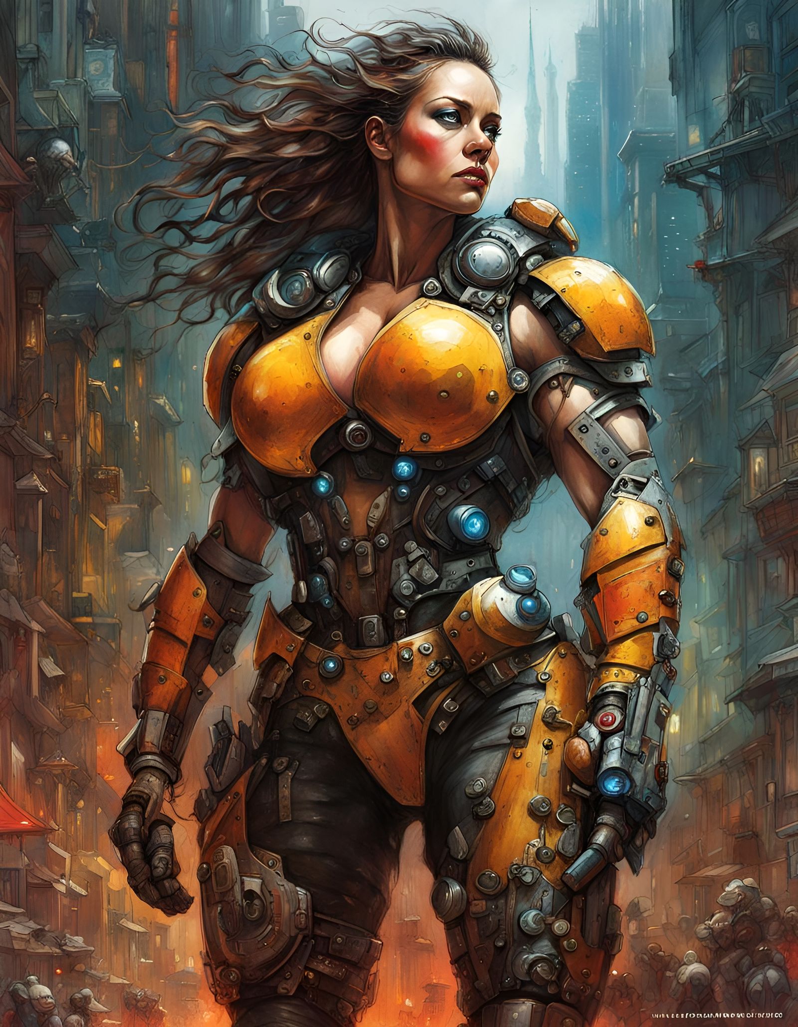 Cyborg Bodybuilder Juggernaut in Detailed Crayon Style