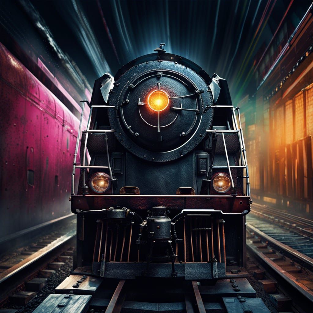 Hyperrealistic Locomotive in Splash Art Style