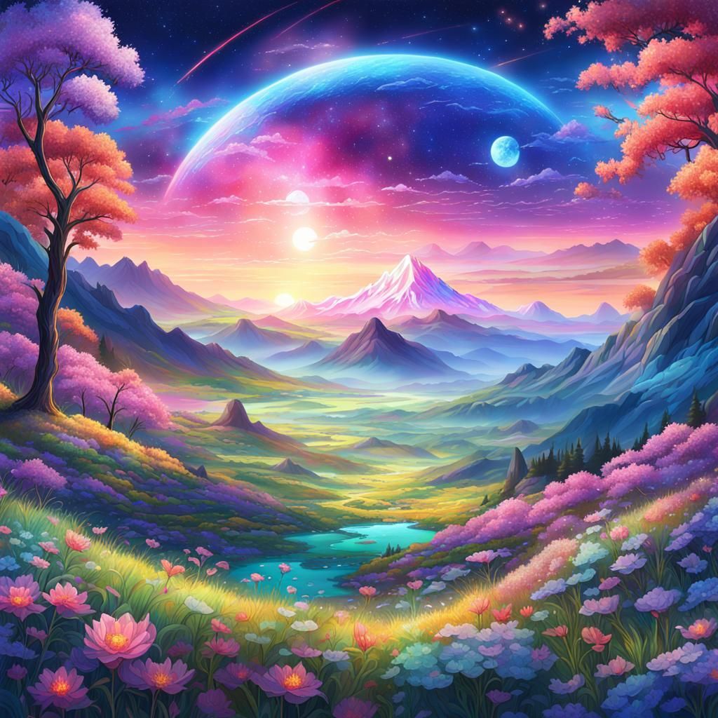 Anime Natural Landscape in Astral Cosmic Style