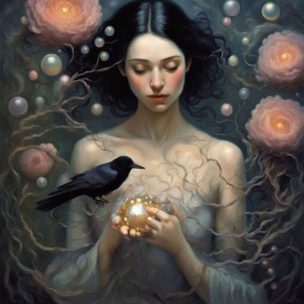 Surreal Interpretation of Beauty with Sparkling Light