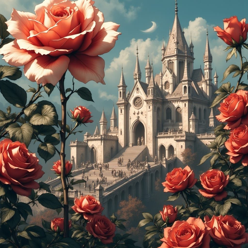 Fantasy City Built Inside Giant Blooming Roses