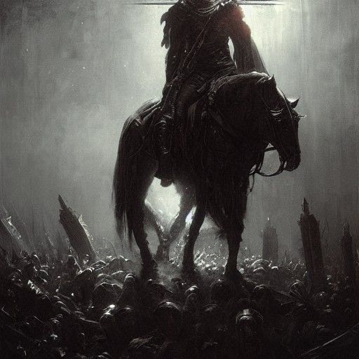 Fallen Knight in Dark Engraving Style