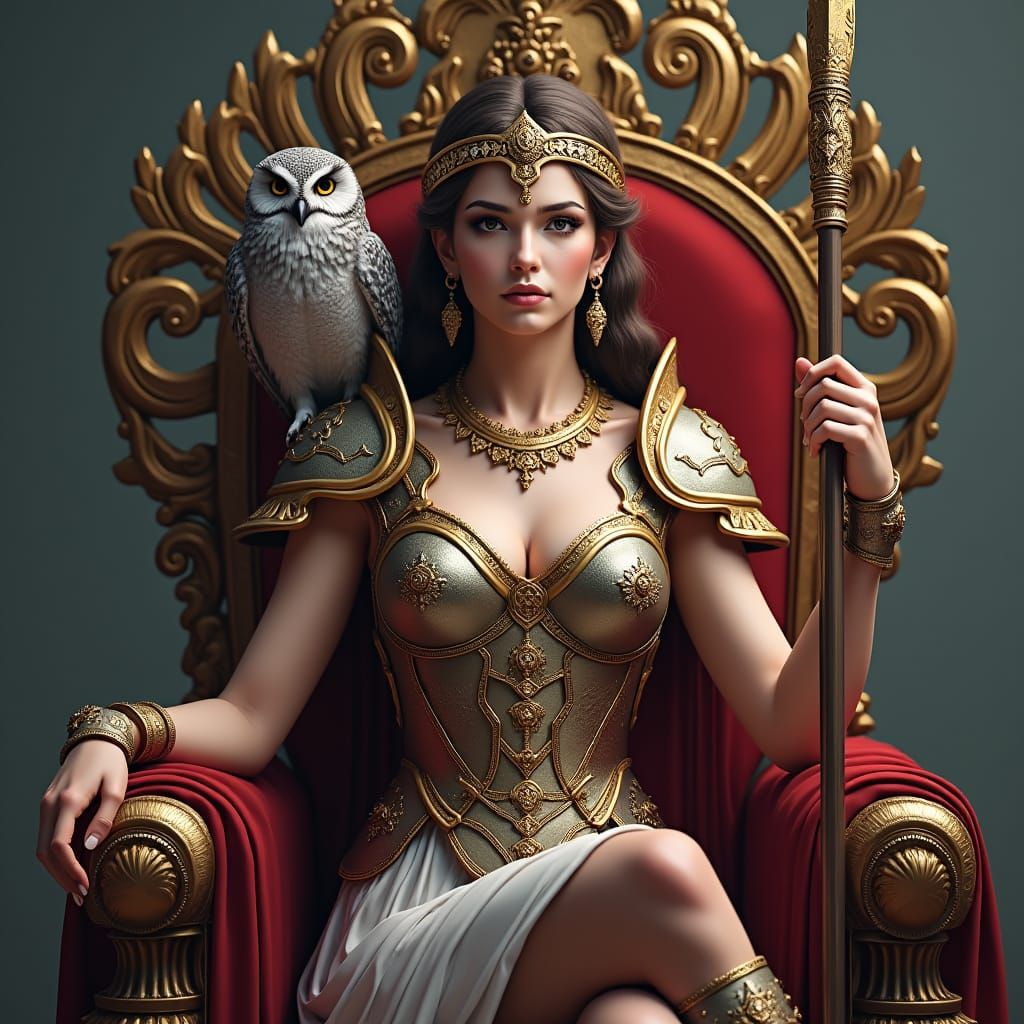 Athena Enthroned: A Matte Painting in 8K
