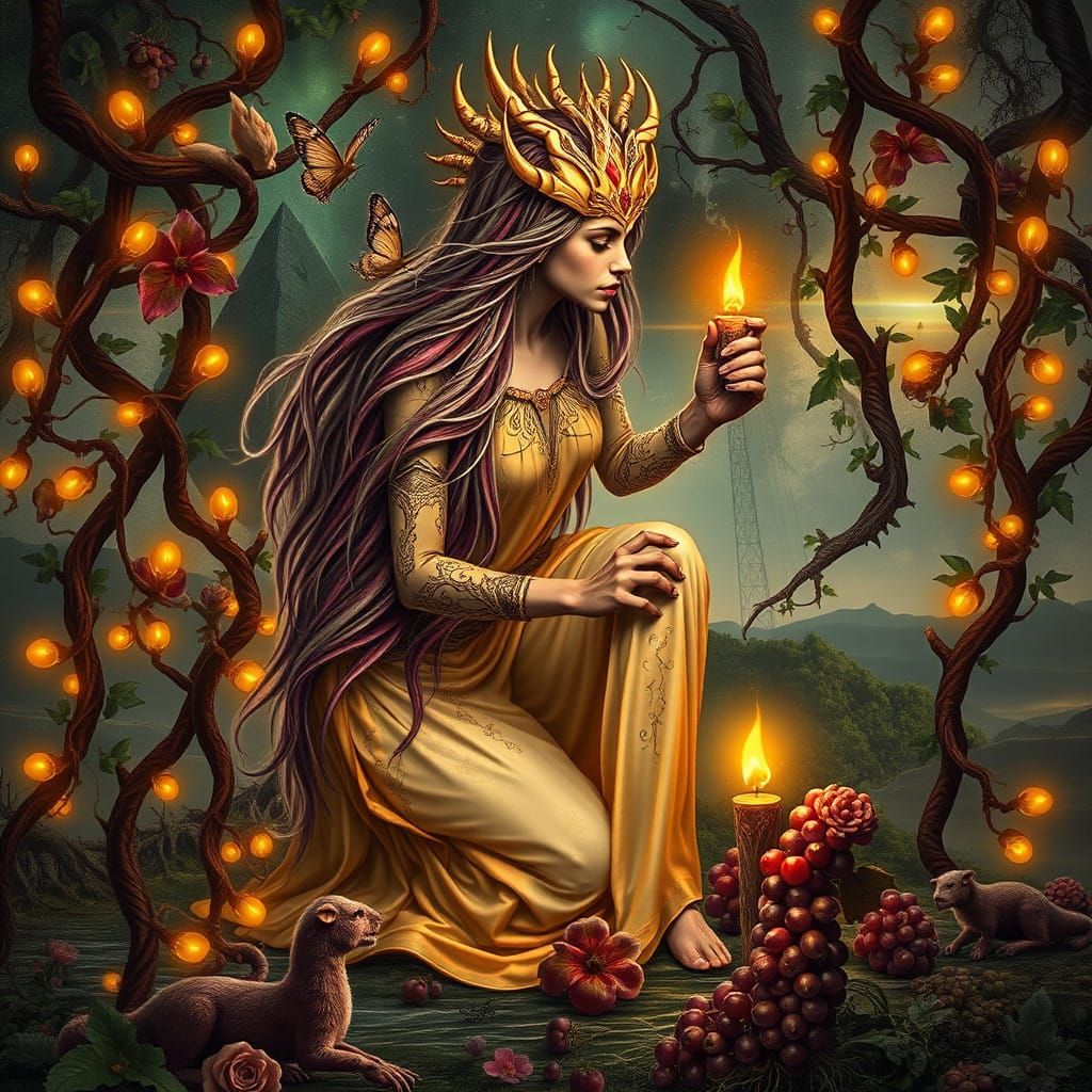 Ethereal Goddess in Surreal Nature Landscape