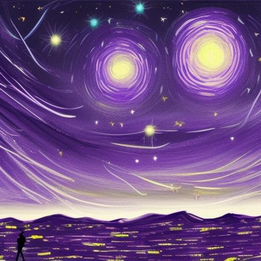 Purple Starry Night Over New York in 4K