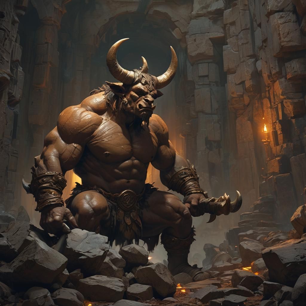 Frazetta-Inspired Minotaur Charges into the Labyrinth