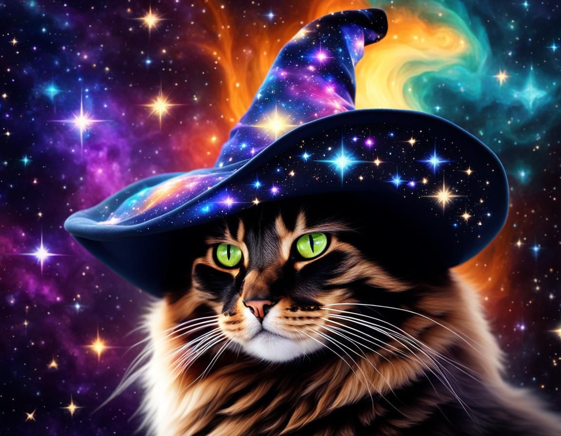 Calico Cat Wizard in Fractal Galaxy