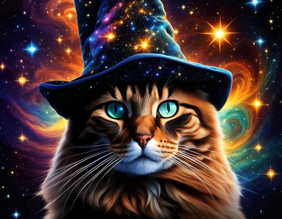 Calico Cat Wizard in Fractal Galaxy