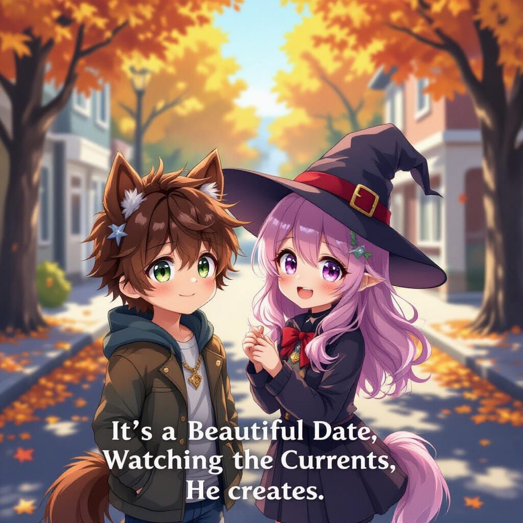 Mystical Anime Duo in Autumn Street