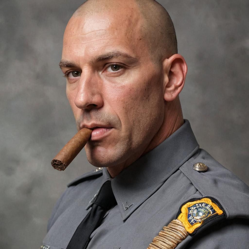 Handsome State Trooper with Cigar