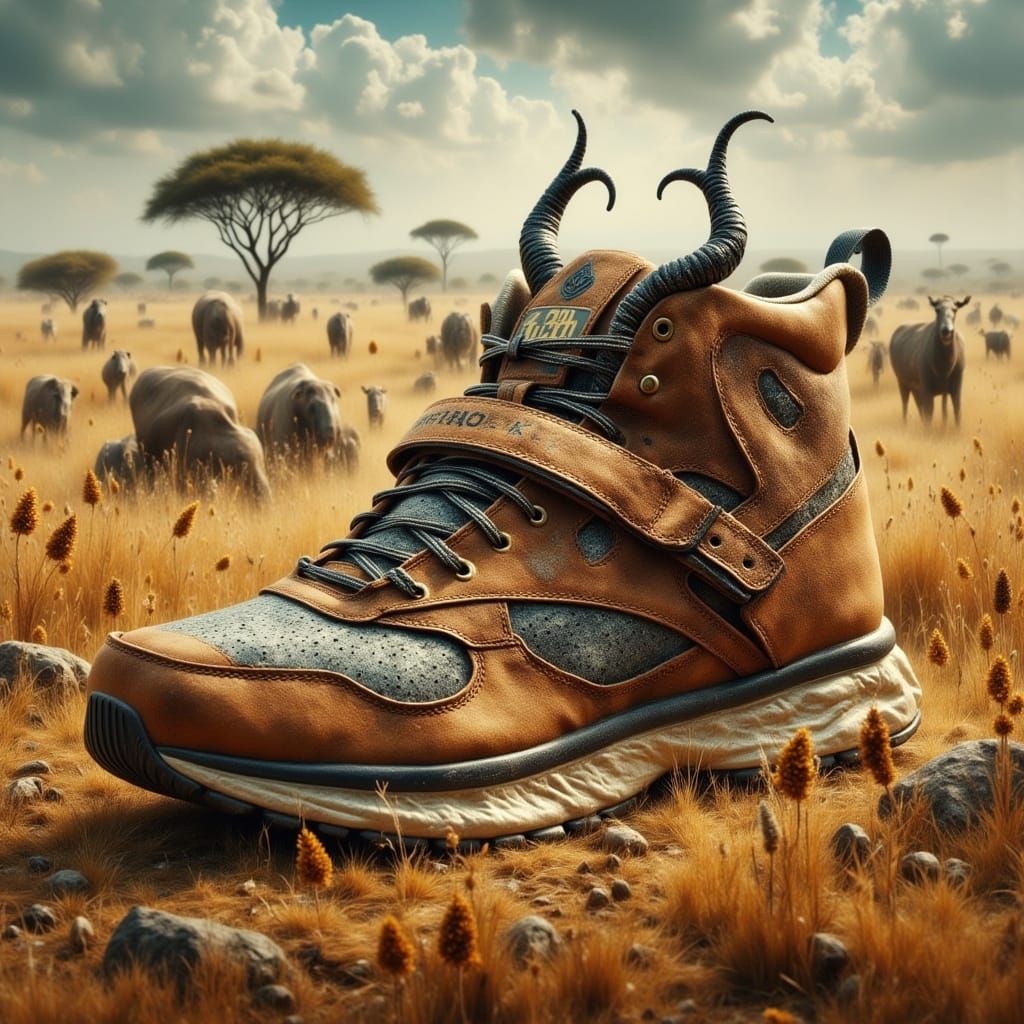 Reebok Shoe on African Savannah Landscape
