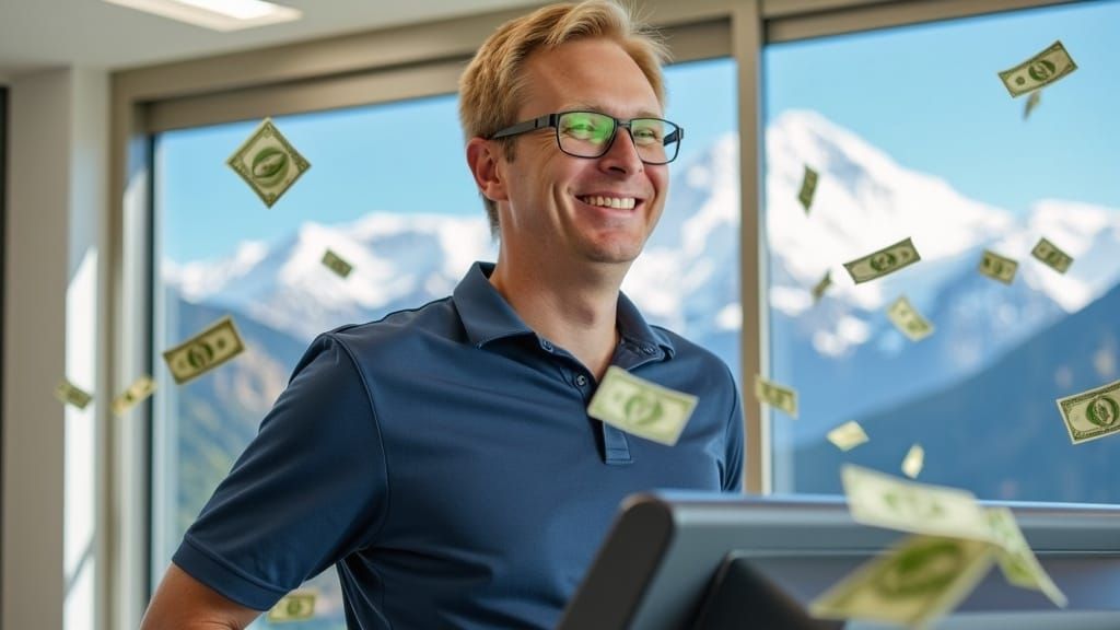 Confident Entrepreneur Strides Towards Success