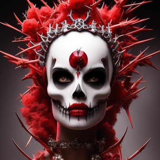 Skull Queen with Thorns Crown, Digital Art