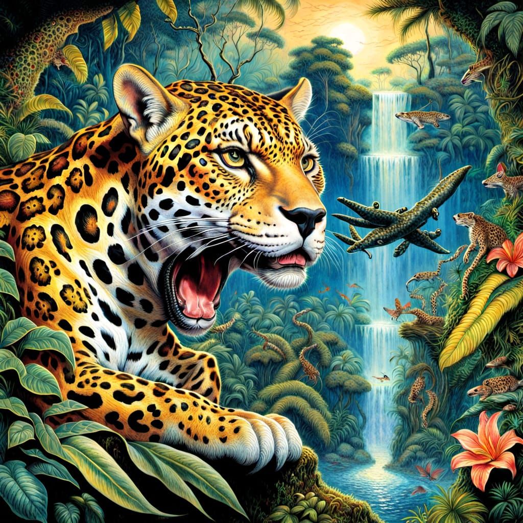 Surreal Jungle Jaguar Inspired by Fantasy Art