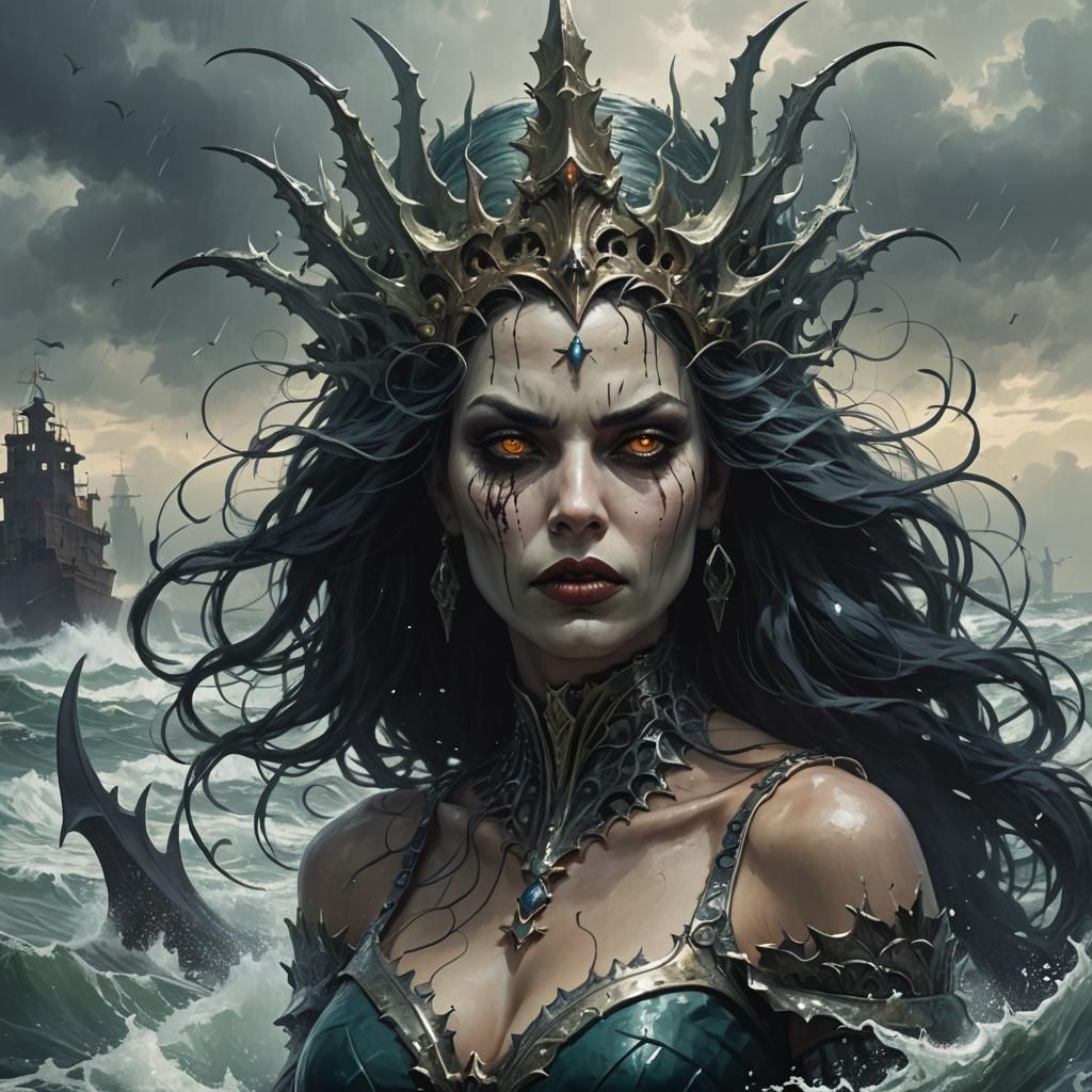 Sinister Sea Queen in Dark Fantasy Style