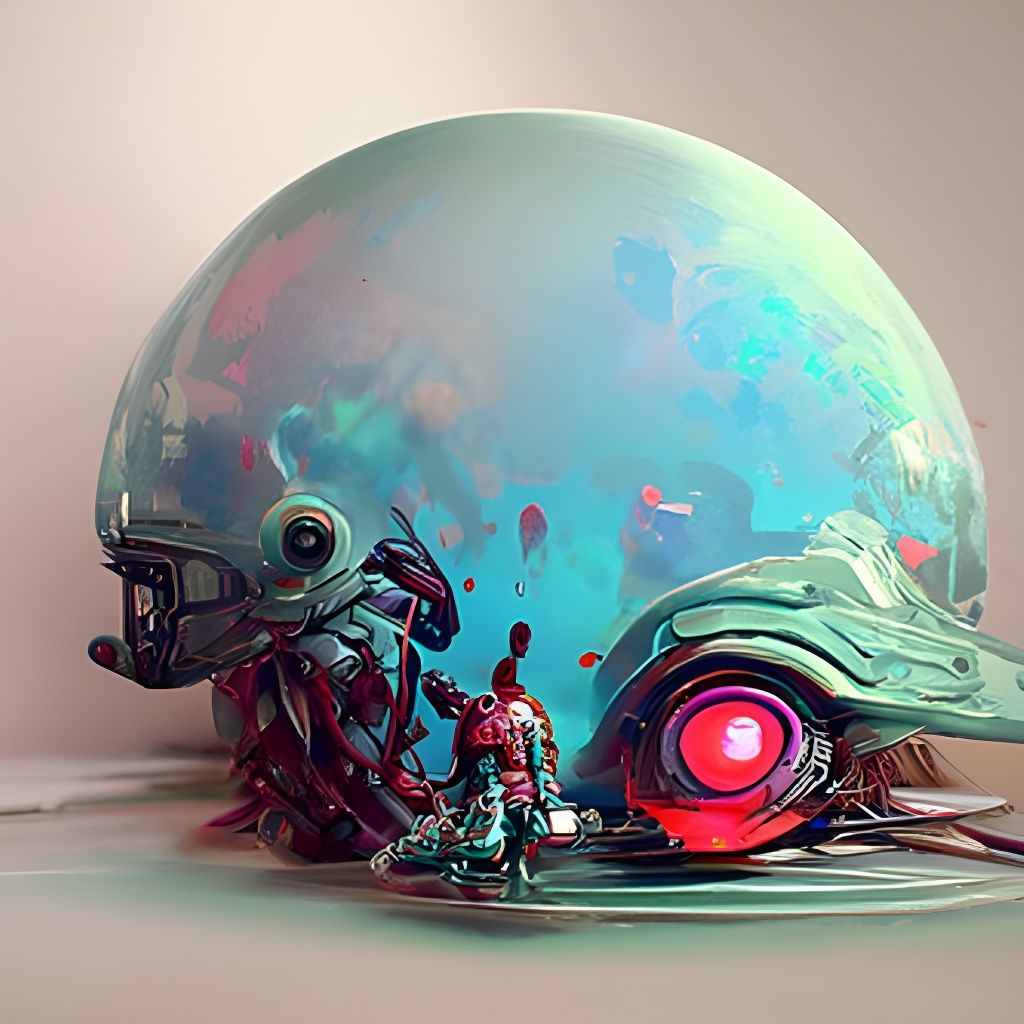 Droid Robot Fight in a Strange Alien Landscape