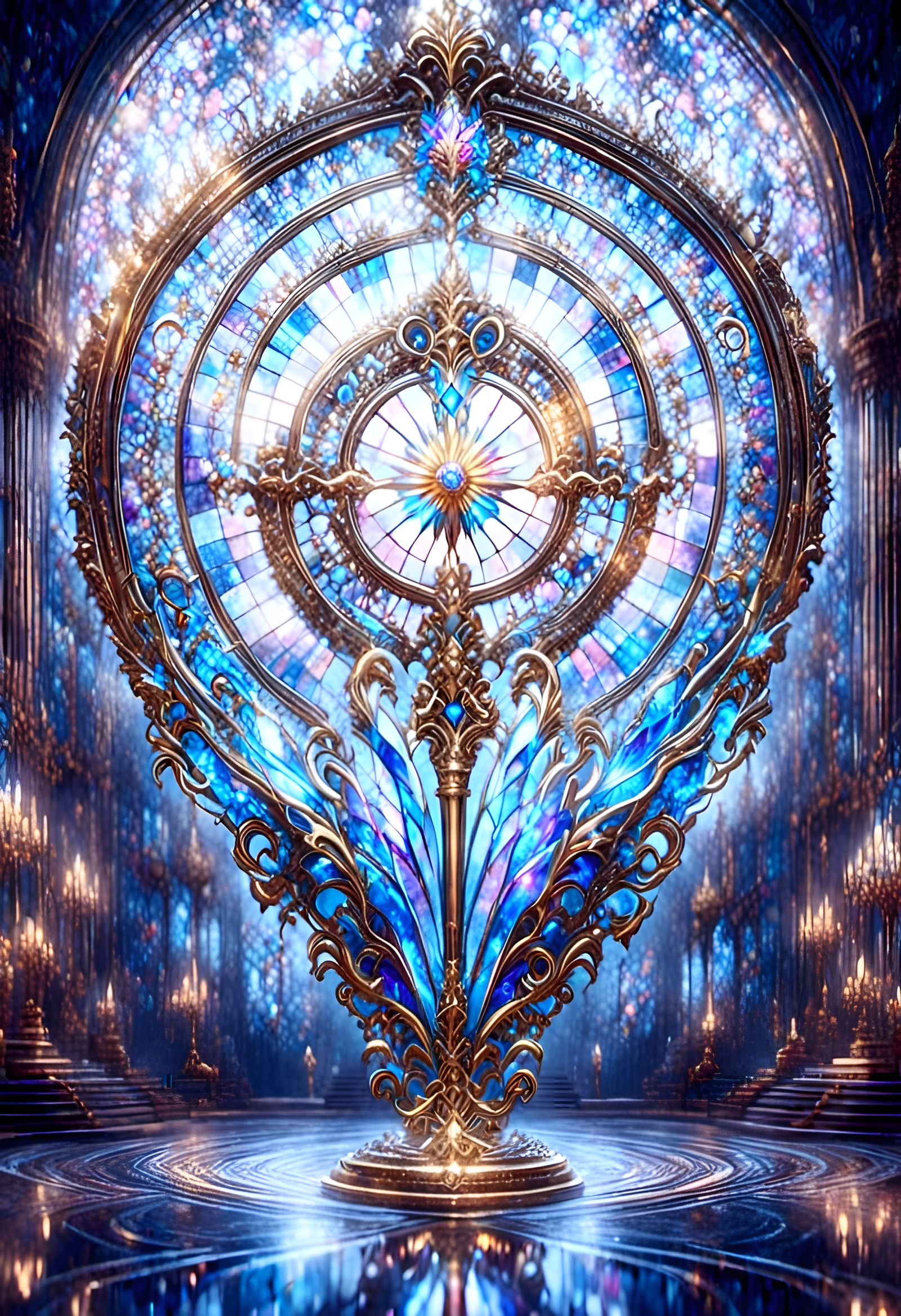 Kingdom Hearts Keyblade in Stained Glass, 3D Render