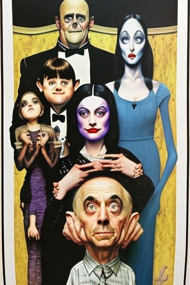 Addams Family Movie Poster in Rockwell Style