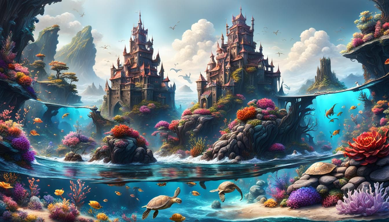 Mermaids and Turtles by Volcano Castle
