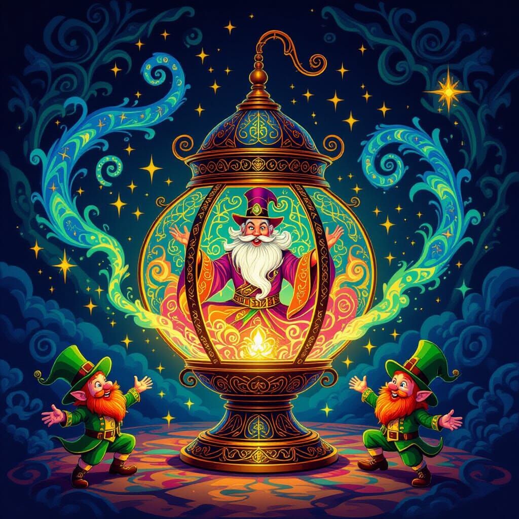 Magic Lantern with Genie and Leprechauns