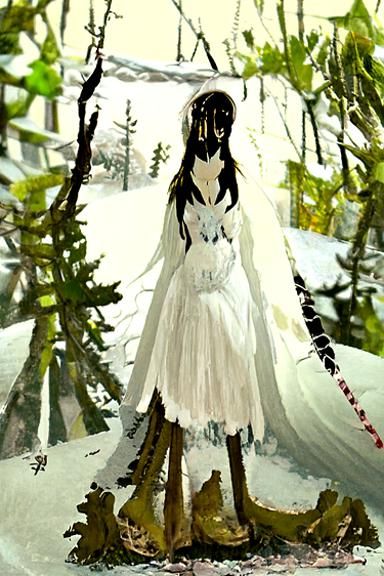 Weeping Bride: Sorceress Assassin in Snowy Field
