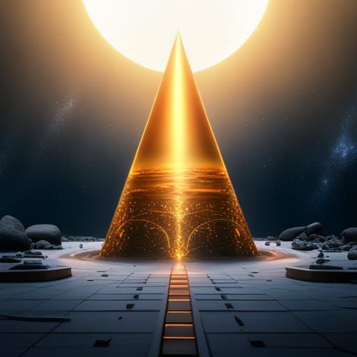 Traffic Cone with Golden Aura in Space