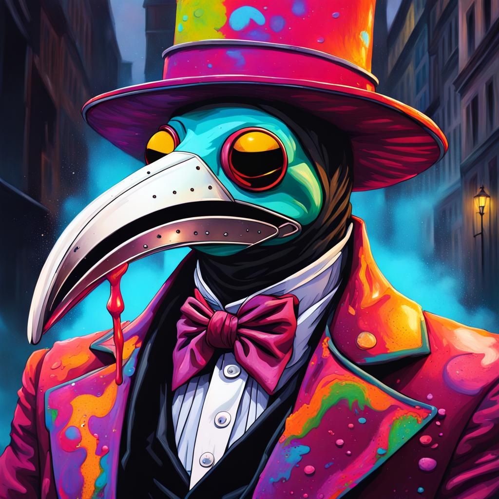 Flamboyant Plague Doctor at Disco, Graffiti Art
