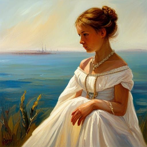 Elegant Spanish Princess Portrait as Oil Painting