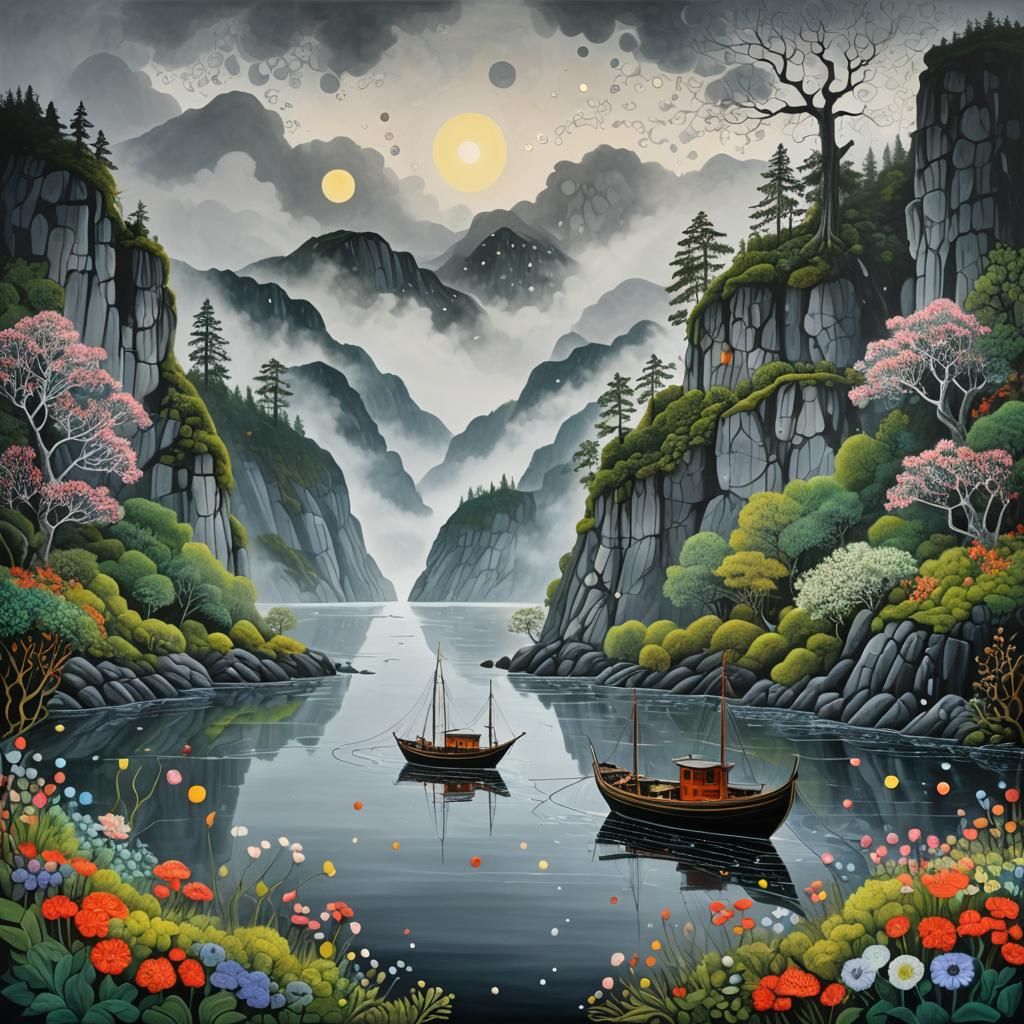 Fjord Landscape as Dreamlike Matte Painting