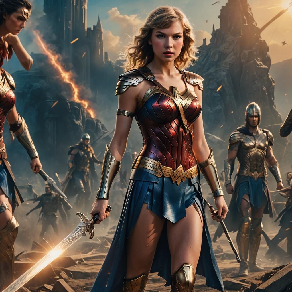 Heroic Figure in Wonder Woman Costume: Digital Art