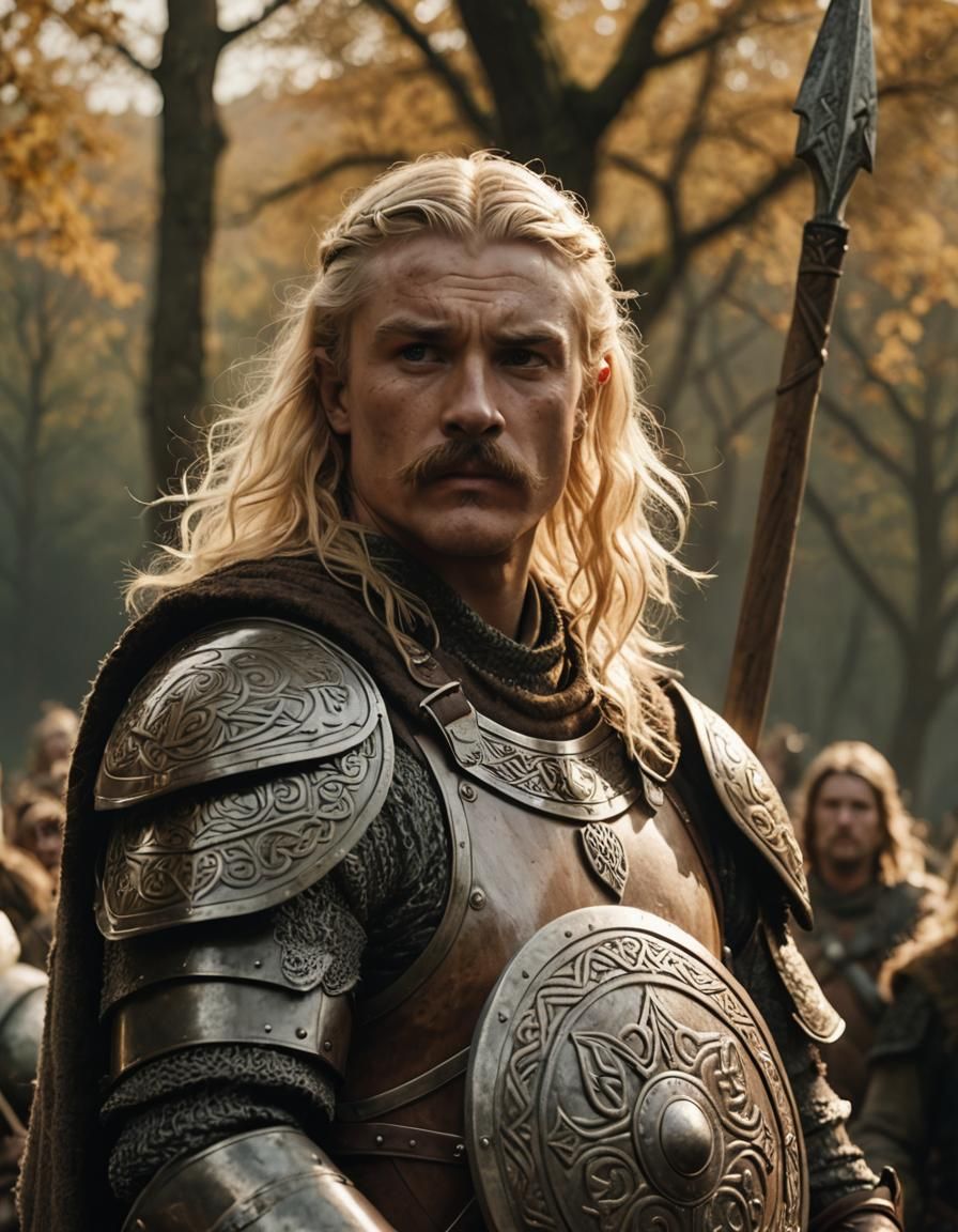 Gaulish Warrior in Celtic Armor: Cinematic Film Still