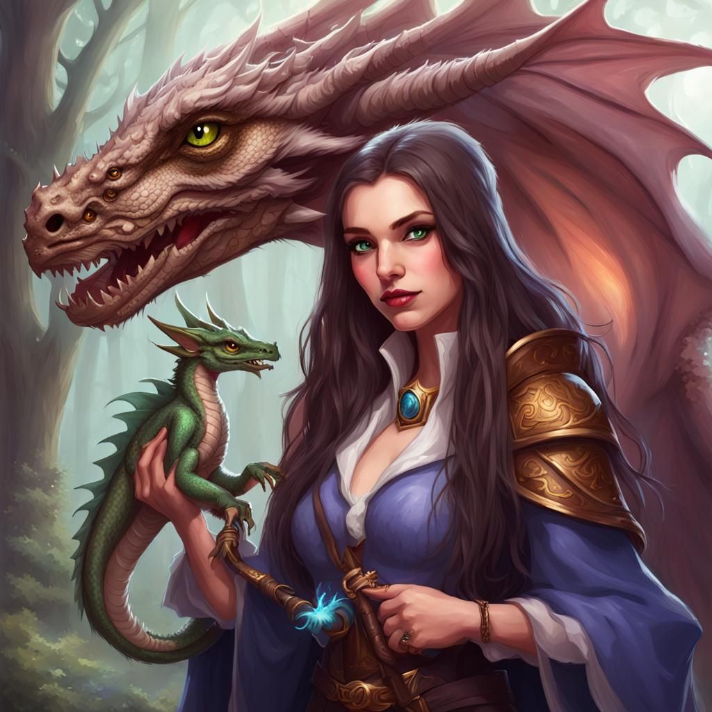 Enchanting Wizard with Dragon Companion