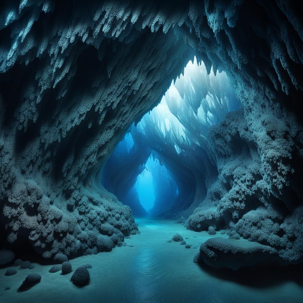 Deep Ocean Crystal Cave AI Image