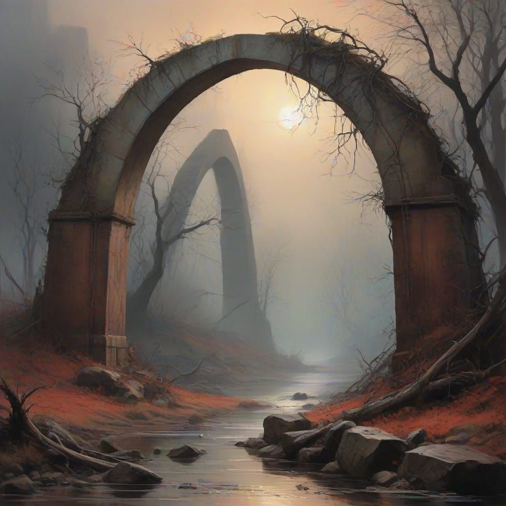 Post-Apocalyptic Arch in Haunting Watercolor