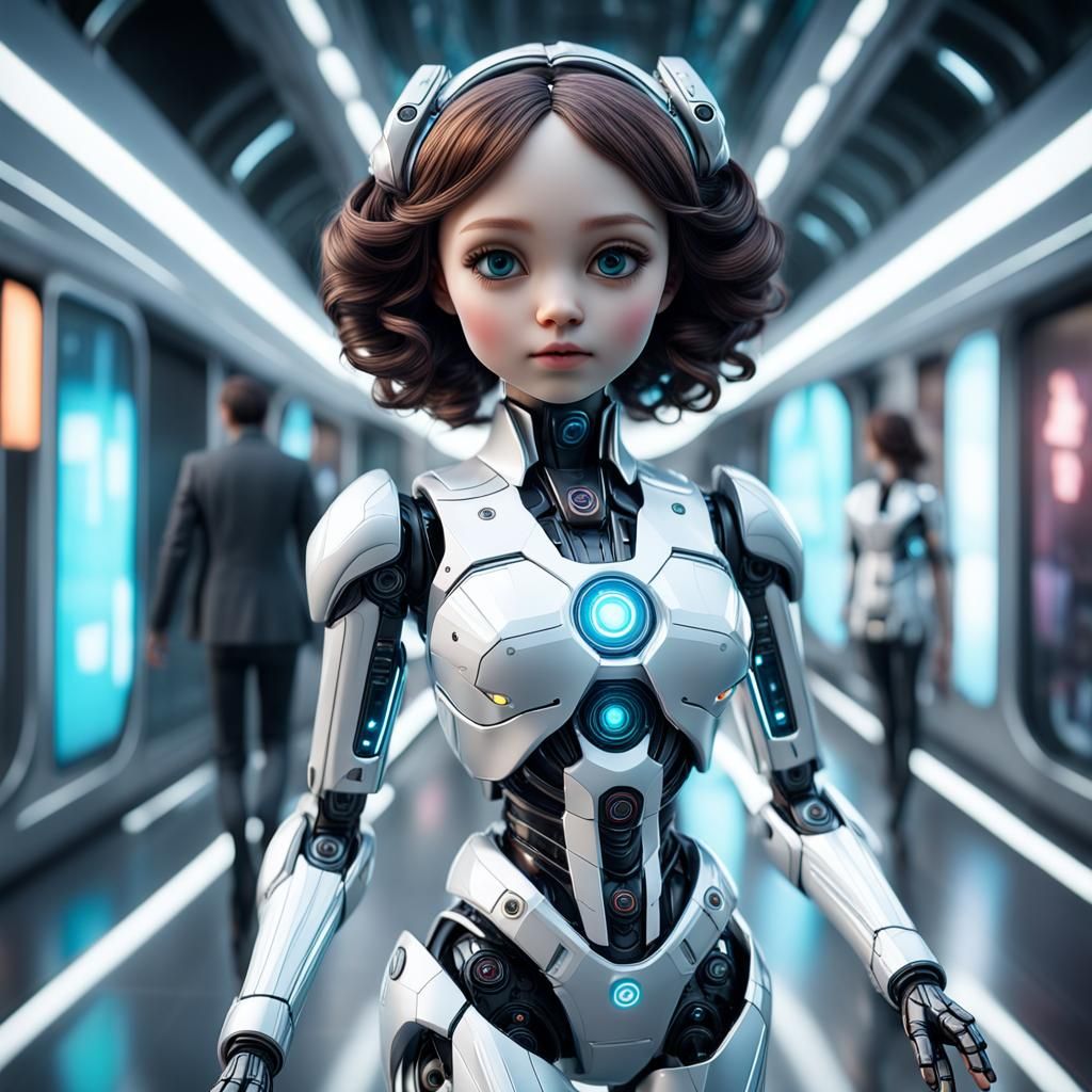 Futuristic 3D Doll with Humanoid Girl, Hyperrealistic