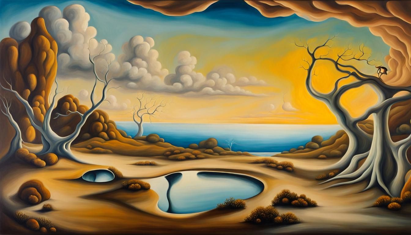 Surreal Landscape Oil Painting in Dalí Style